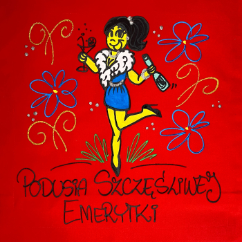 [Db25] Poduszka bawełniana Podusia Szczęśliwej Emerytki